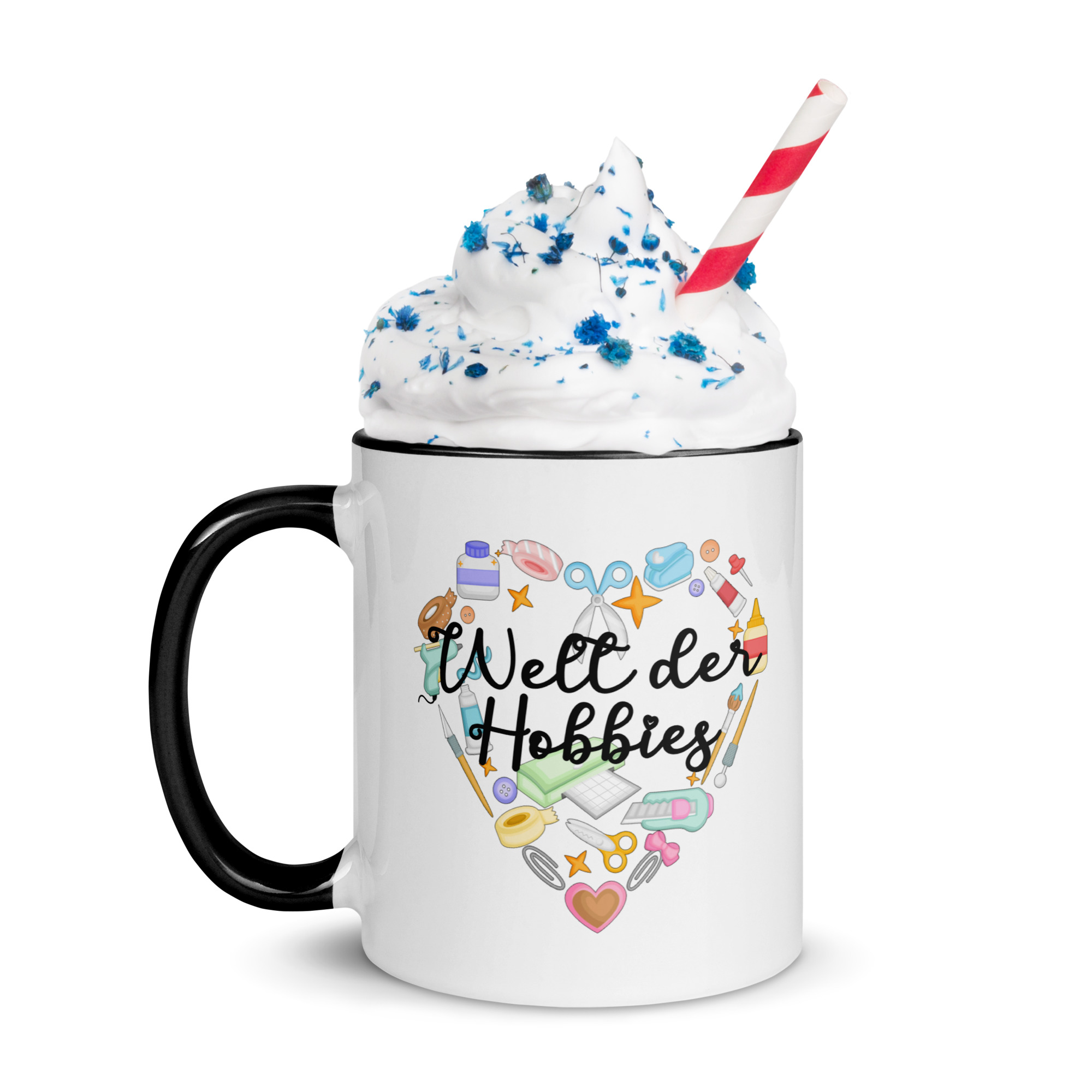 Welt der Hobbies Herz Tasse mit farbiger Innenseite