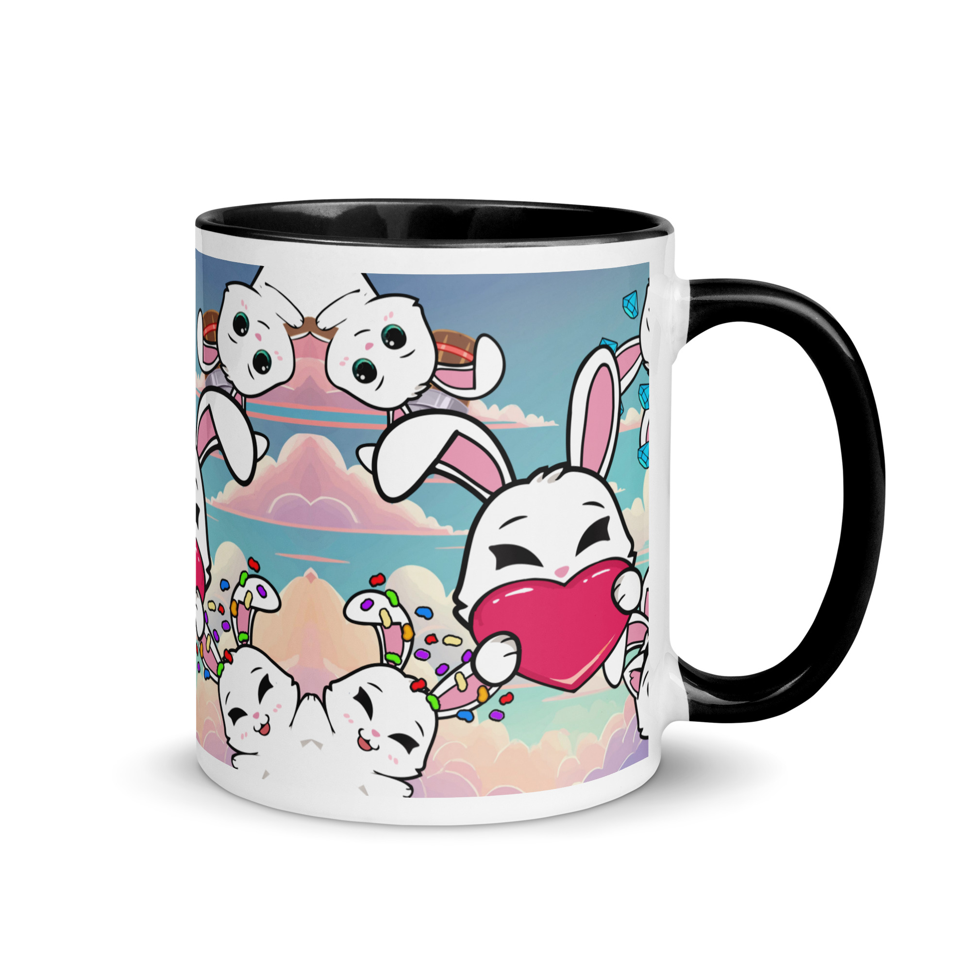 Hasenchaos Tasse mit farbiger Innenseite